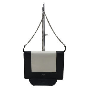 Celine Plain Black Leather Shoulder Bag